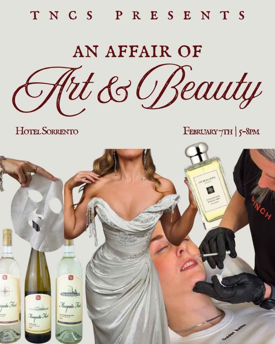 Social post featuring Jo Malone, Mosquito Fleet wines and a Pinch treatment