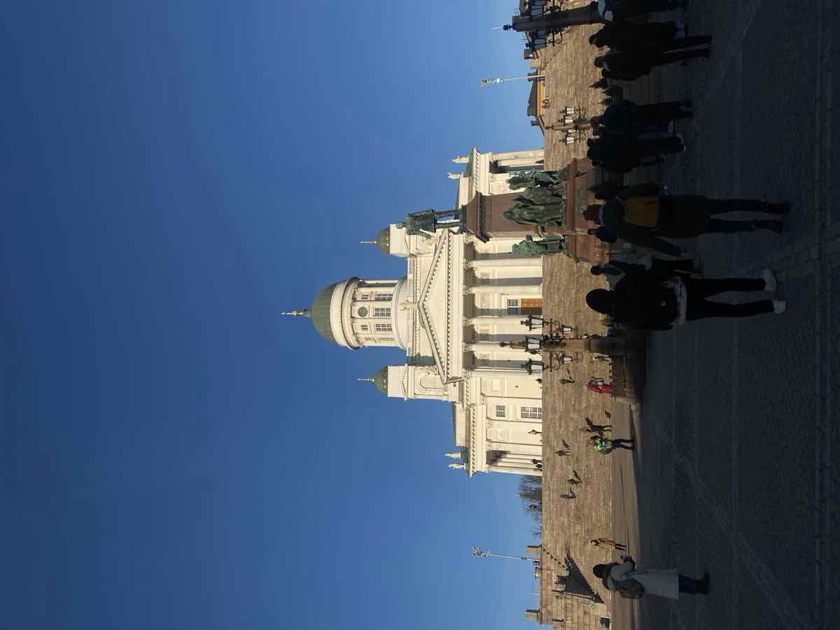 Helsinki Cathedral under a deep blue sky