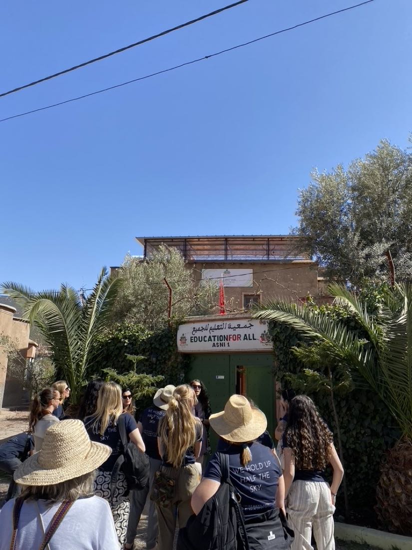 A group in front of the Education For All house in Asni, in the High Atlas Mountains of Morocco