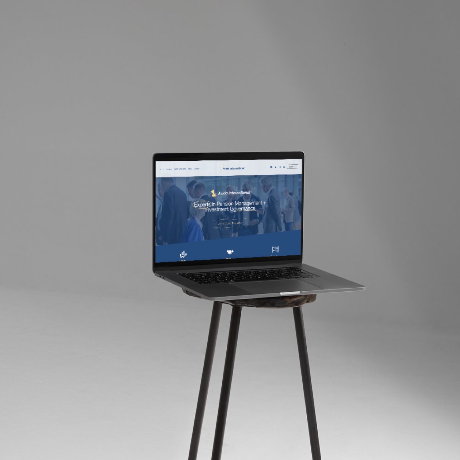 Avida International’s redesigned website open on a laptop